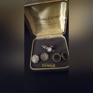 Abalone 12K Gold Filled Cuff Links and Studs